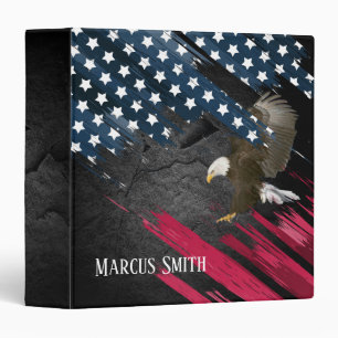 Bald Eagle on American Flag 3 Ring Binder
