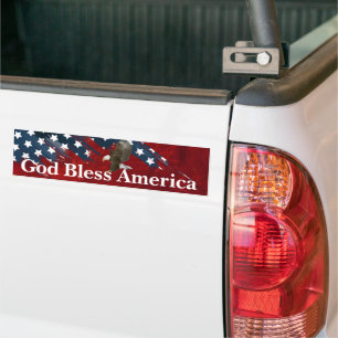Bald Eagle on American Flag Abstract Bumper Sticker