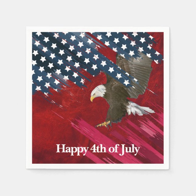 Bald Eagle on American Flag Abstract Napkins (Front)