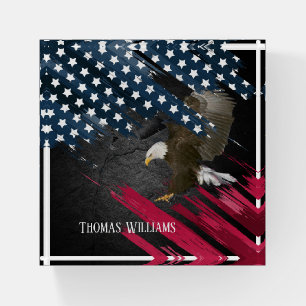 Bald Eagle on American Flag Graphic Paperweight