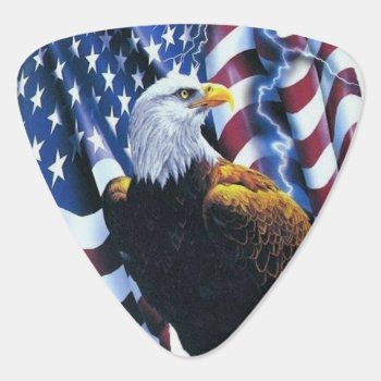 Bald Eagle On American Flag Lightening Guitar Pick by SterlingMoon at Zazzle