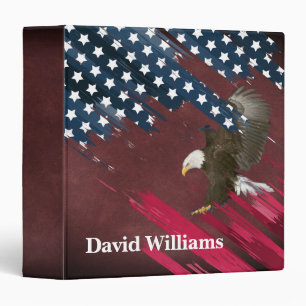 Bald Eagle on American FlagOn Maroon 3 Ring Binder