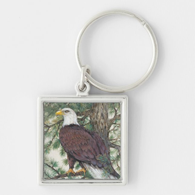 Bald Eagle on Branch Keychain (Front)