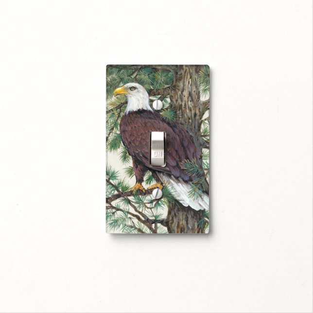 Bald Eagle on Branch Light Switch Cover (In Situ)