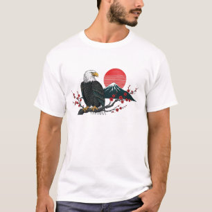 Bald Eagle on Cherry Blossom with Mount Fuji T-Shirt