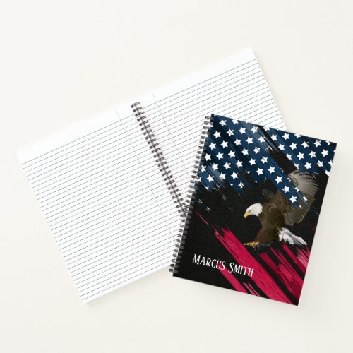 Bald Eagle On Flag Abstract Notebook