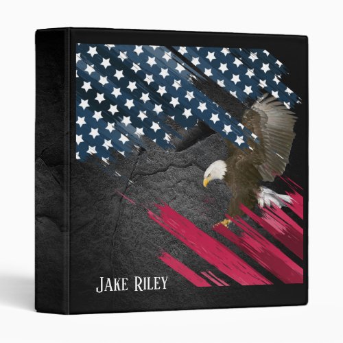 Bald Eagle on Flag American 3 Ring Binder