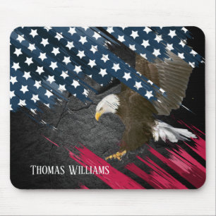 Bald Eagle on Flag Mouse Pad