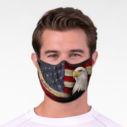 Bald Eagle on Grunge American Flag _ Personalized Premium Face Mask