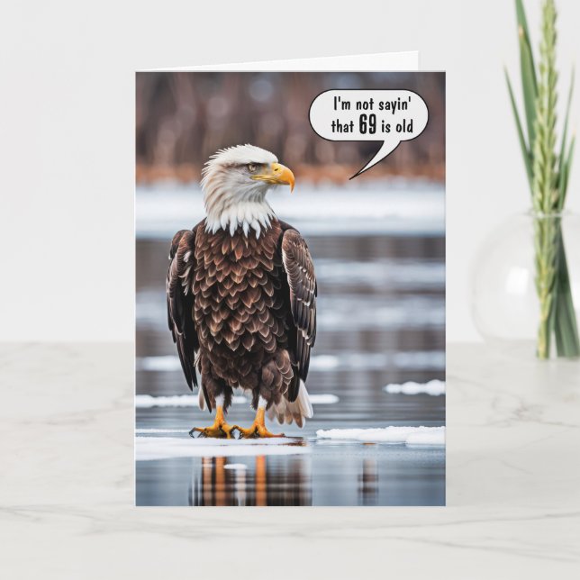 Bald Eagle On Ice For 69th Birthday Card (Front)