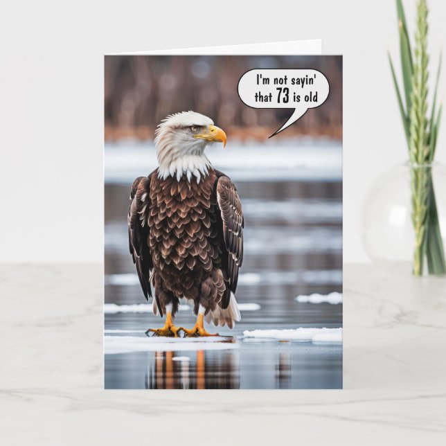 Bald Eagle On Ice For 73rd Birthday Card (Front)
