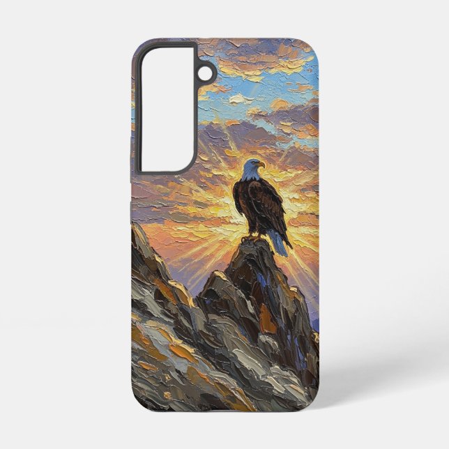 Bald Eagle on Mountain Peak at Sunrise  Samsung Galaxy Case (Back)