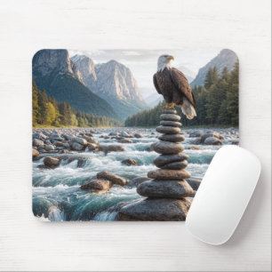 Bald Eagle On Stone Cairn Mouse Pad