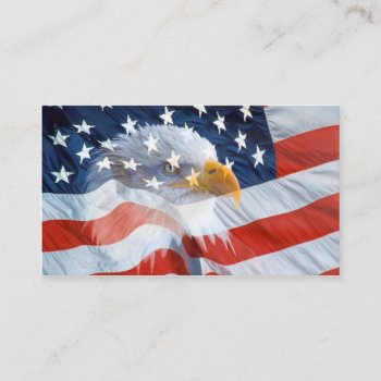Bald Eagle On The American Flag Business Card by tjustleft at Zazzle
