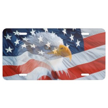 Bald Eagle On The American Flag License Plate by tjustleft at Zazzle