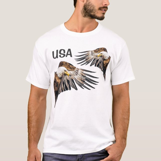 Bald Eagle on the Wing/USA T-Shirt (Front)