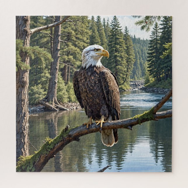 Bald Eagle On Tree Branch Jigsaw Puzzle (Vertical)