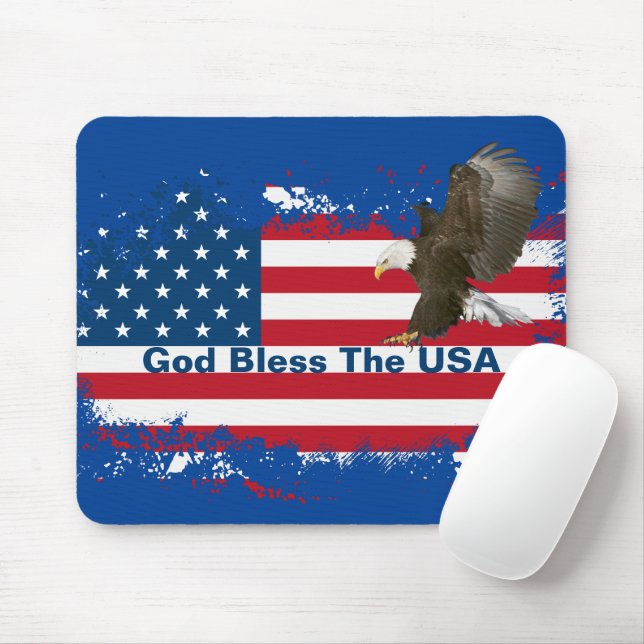 Bald Eagle On USA FlagMousepad Mouse Pad (With Mouse)