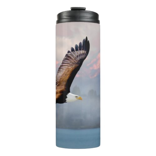 Bald Eagle Over Olympic Mountains Fine Art Thermal Tumbler