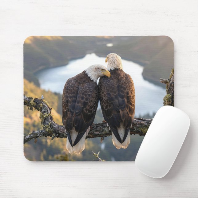 Bald Eagle Overlooking a Mountain Lake Mouse Pad (With Mouse)