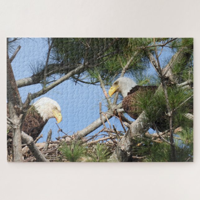Bald Eagle Pair tending to nest  Jigsaw Puzzle (Horizontal)