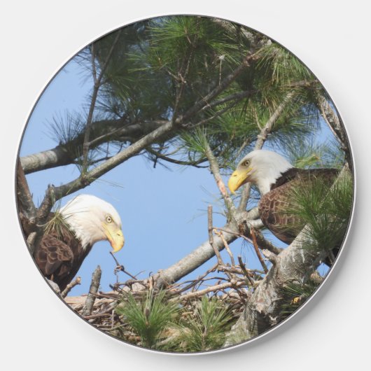 Bald Eagle Pair tending to nest Wireless Charger (Front)