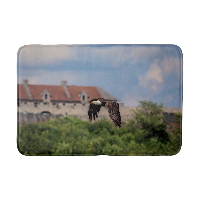 Bald Eagle passing Fort Ticonderoga Bath Mat (Front)