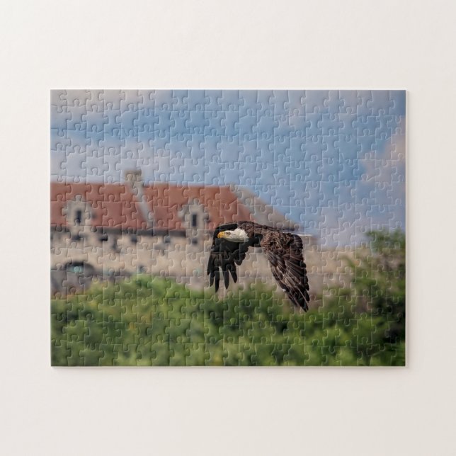 Bald Eagle passing Fort Ticonderoga Jigsaw Puzzle (Horizontal)