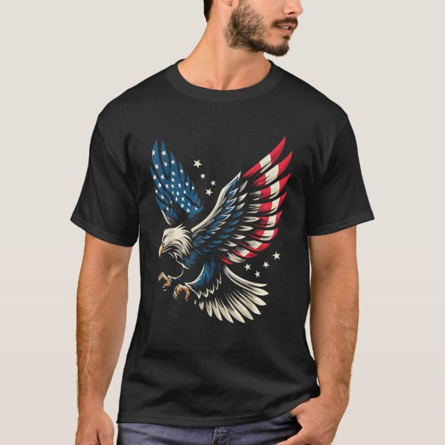 Bald Eagle Patriotic American Flag 4th Of July  T-Shirt (Front)
