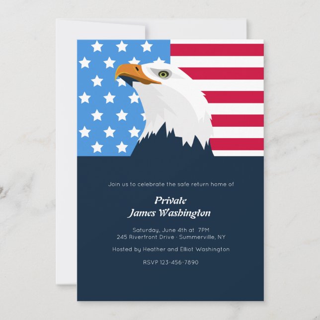 Bald Eagle Patriotic Invitation (Front)