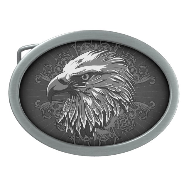 Bald Eagle Patriotic Oval Belt Buckle (Front)