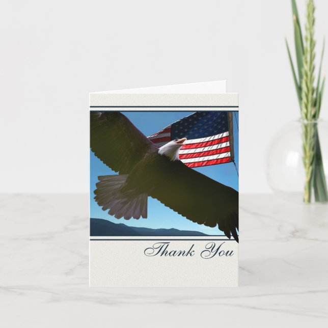 Bald Eagle Patriotic Thank You Card (Front)