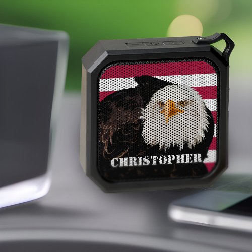 Bald Eagle Patriotic USA Flag Stripes Office Music Bluetooth Speaker