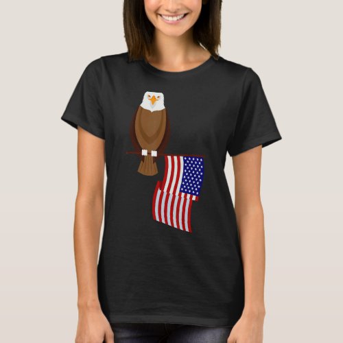 Bald Eagle Patriotism Us 4th Of July American Flag T_Shirt