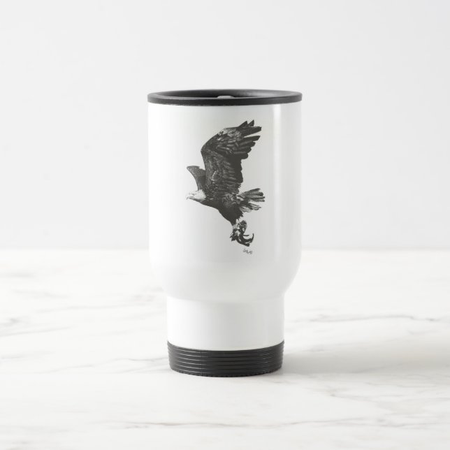 Bald Eagle Pen and Ink Travel Mug (Center)