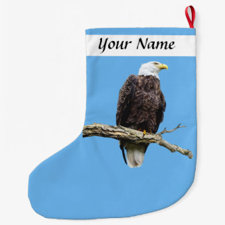 Bald Eagle Perched on a Branch Large Christmas Stocking