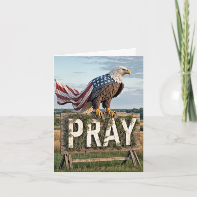 Bald Eagle Perched On a Rustic Sign Card (Front)