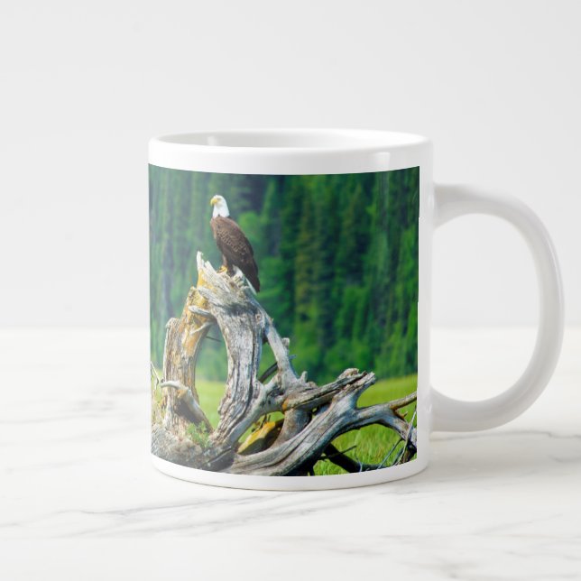 Bald Eagle Perched On Branch Giant Coffee Mug (Right)
