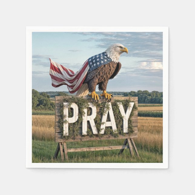 Bald Eagle Perched On Pray Sign Napkins (Front)