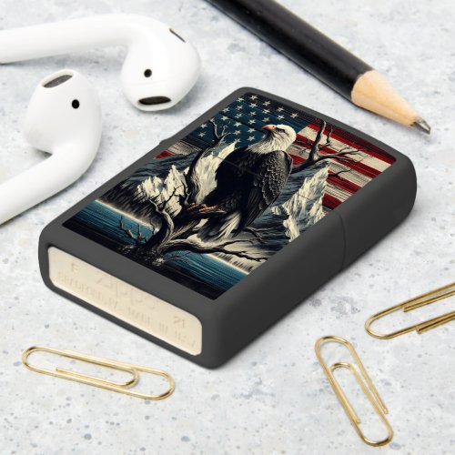 Bald Eagle Perched On Tree Branch Zippo Lighter