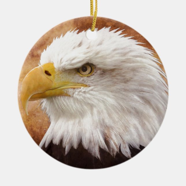 Bald Eagle Portrait Ceramic Ornament (Front)