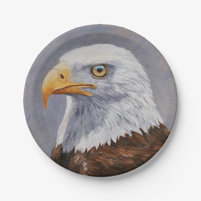 Bald Eagle Portrait Paper Plates (Front)