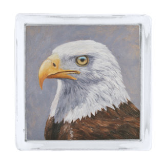 Bald Eagle Portrait Silver Finish Lapel Pin