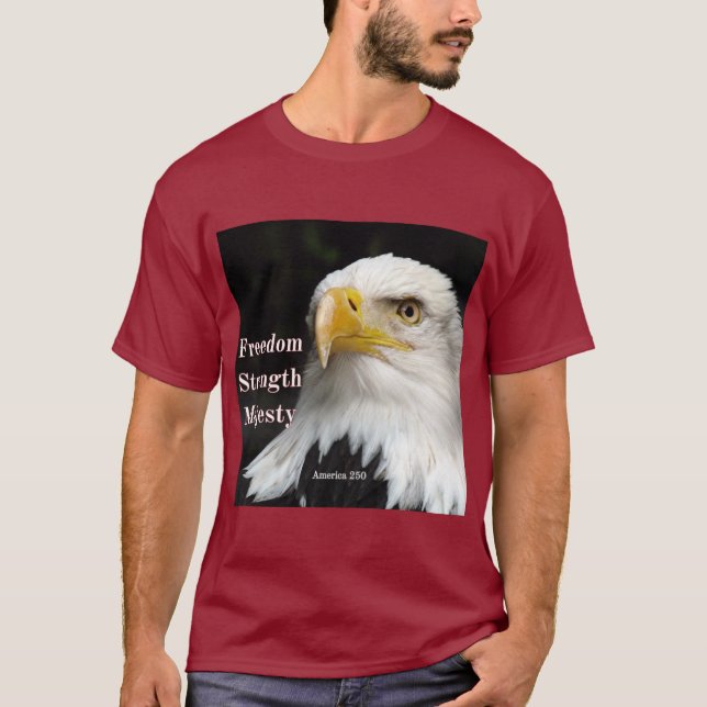 Bald eagle profile head on black background. T-Shirt (Front)