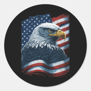 Bald Eagle Proud Patriotic American Us Flag 4th Of Classic Round Sticker