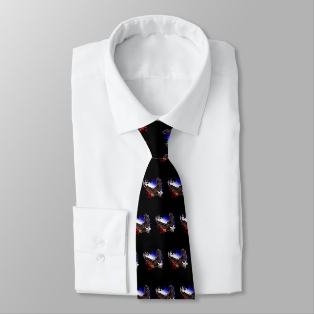 Bald Eagle - Red, White & Blue Neck Tie (Tied)