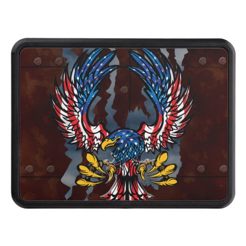 Bald Eagle ripping through rusted metal Tow Hitch Cover