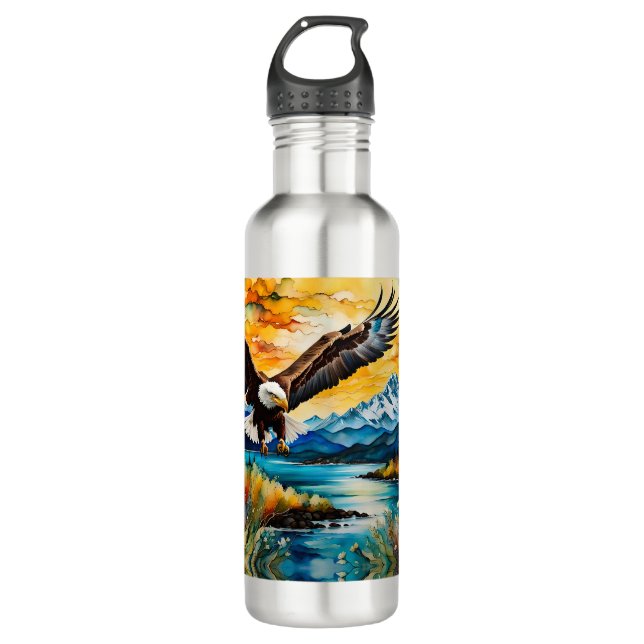 Bald Eagle river wildflowers at sunset  Stainless Steel Water Bottle (Front)