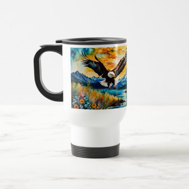 Bald Eagle river wildflowers at sunset  Travel Mug (Left)