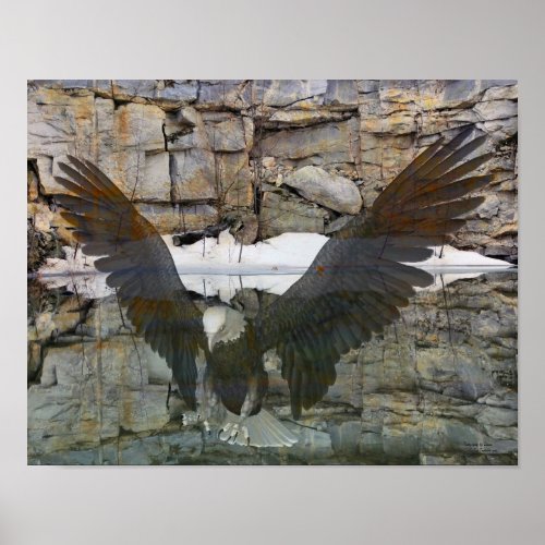 Bald Eagle Rock Wall Reflections In Water Poster